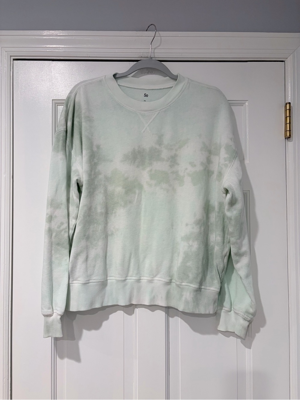 SO Mint Green Tie Dye Sweatshirt XXL Pullover Crewneck Cozy Lounge Top